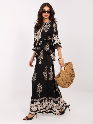 Damen-Set mit Print und Bindung, schwarz