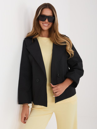 Kurzer Übergangsmantel mit 3/4-Ärmeln, schwarz