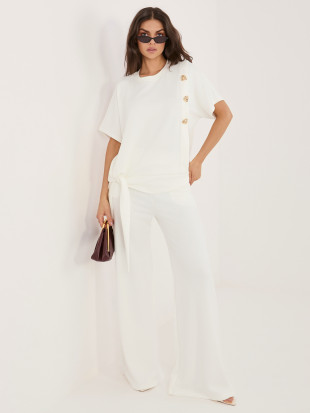 Elegantes Set Bluse und Hose ecru