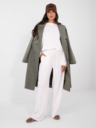 Damen-Set in Ecru mit langen Ärmeln und Zierdetails