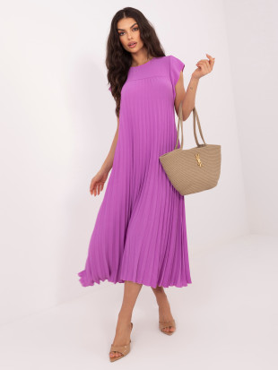 Lila Midi-Cocktailkleid mit Taschen