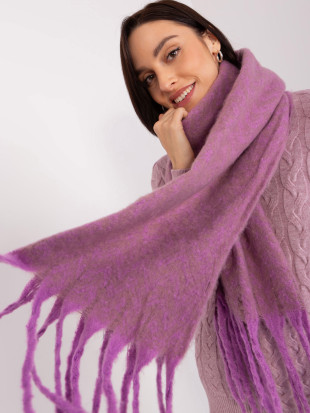 Lila-beige Schal mit Fransen