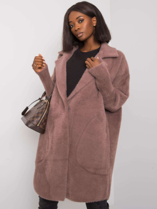 Lila Alpaka Fluffy Mantel