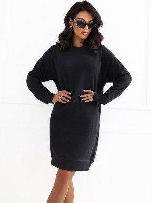Grafitfarbenes Oversize-Kleid mit langen Ärmeln