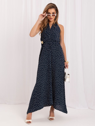 Maxikleid mit Punkten und Schnürung