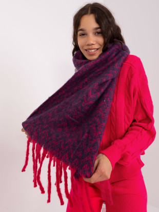 Damen Schal in marineblau-rosa mit geometrischem Muster