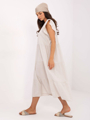 Oversize beige Kleid mit Volant