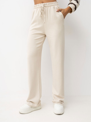 Beige weite Jogginghose mit hohem Bund