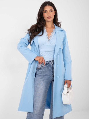 Damen-Trenchcoat in Hellblau mit Gürtel