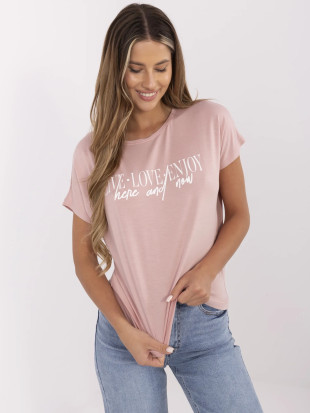 Stylisches T-Shirt mit Aufdruck in hellrosa
