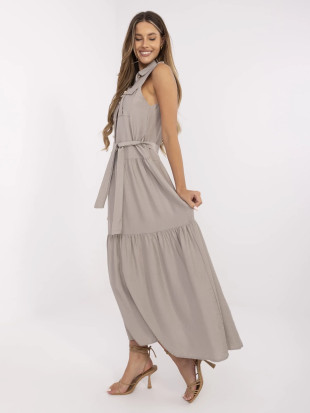 Maxikleid mit Volants und Gürtel