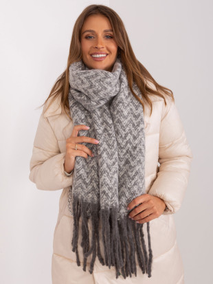 Grau-weißer Damen-Schal mit geometrischem Muster