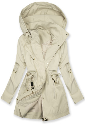 Damen-Parka mit Golddetails Ecru