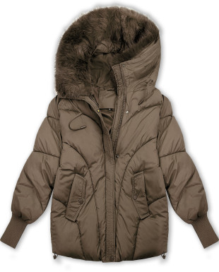 Damen-Winterjacke mit Strickbündchen Braun