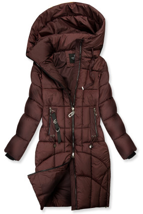 Verlängerter Damen-Wintermantel Burgundy
