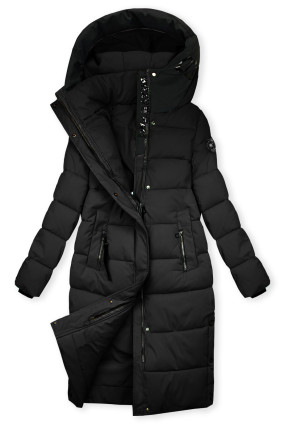 Schwarze Damen-Winterjacke mit Kapuze STORM